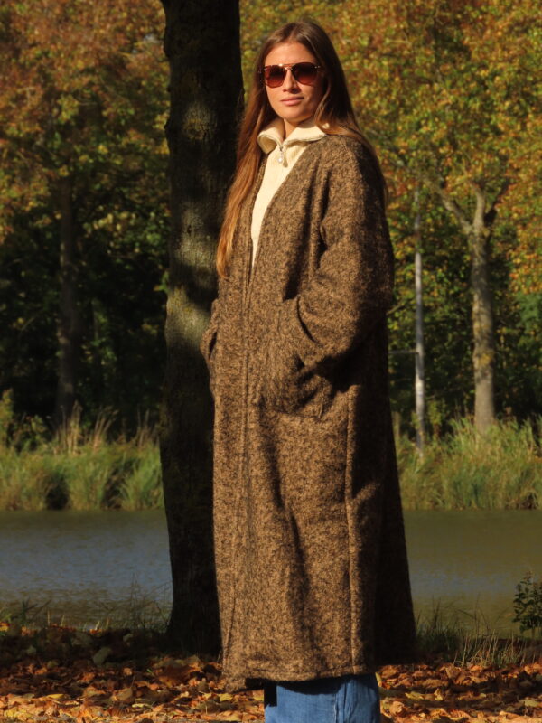 Manteau Pia marbré noir et beige