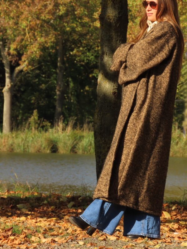 Manteau Pia marbré noir et beige – Image 4