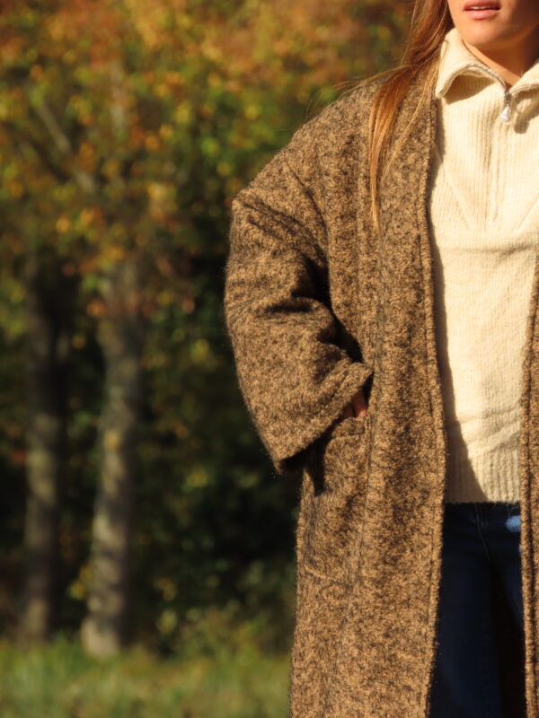 Manteau Pia marbré noir et beige – Image 5