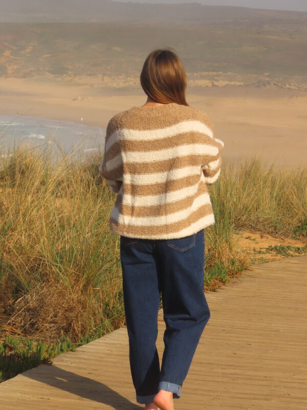 Pull rayé beige Lagos