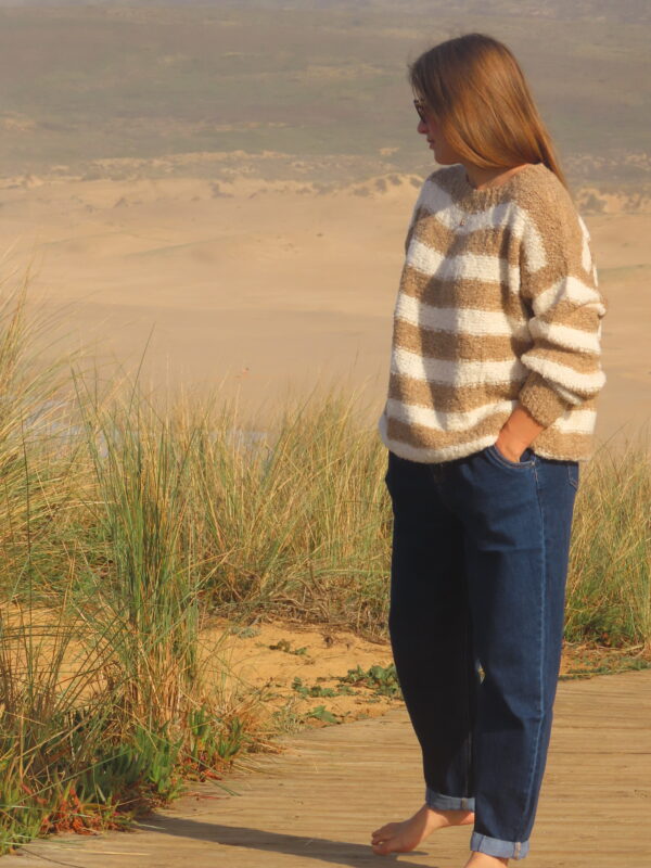 Pull rayé beige Lagos – Image 4