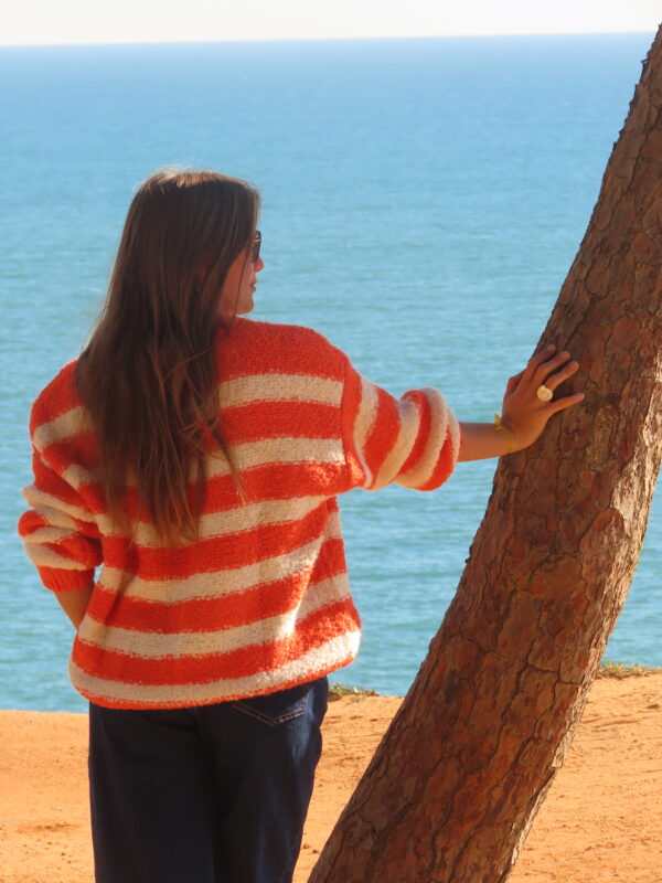 Pull rayé orange Lagos